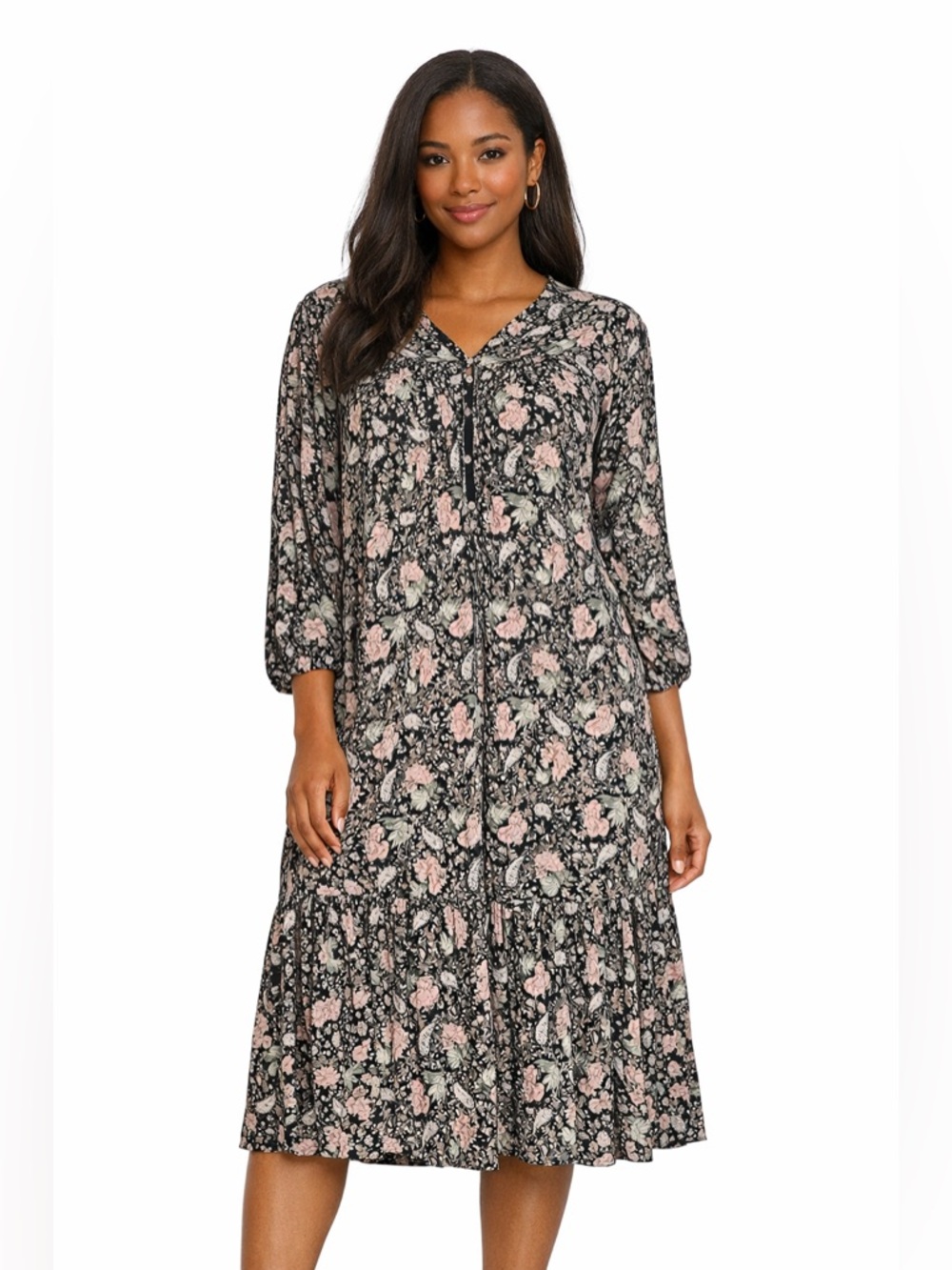 Floral cottage core milkmaid hippie festival maxi dress Fairy feminine Medium